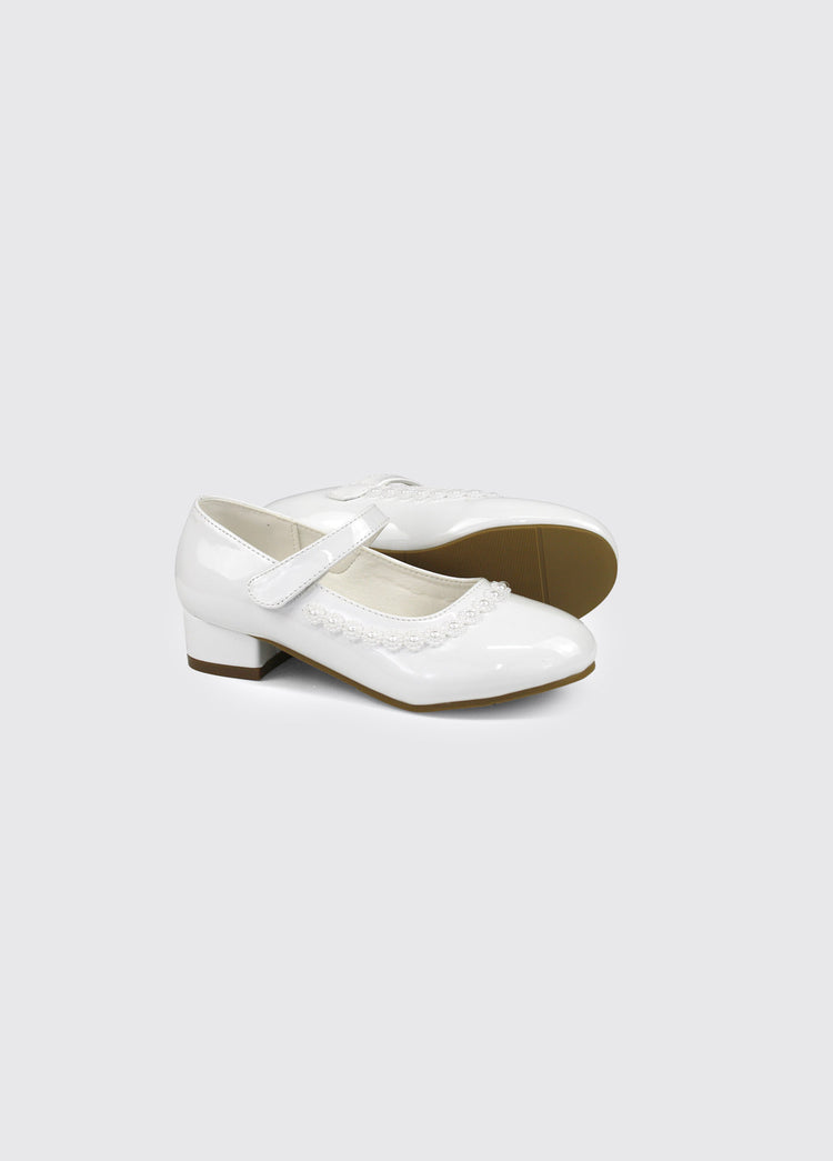 Velma Girl's Communion Shoe - White Patent