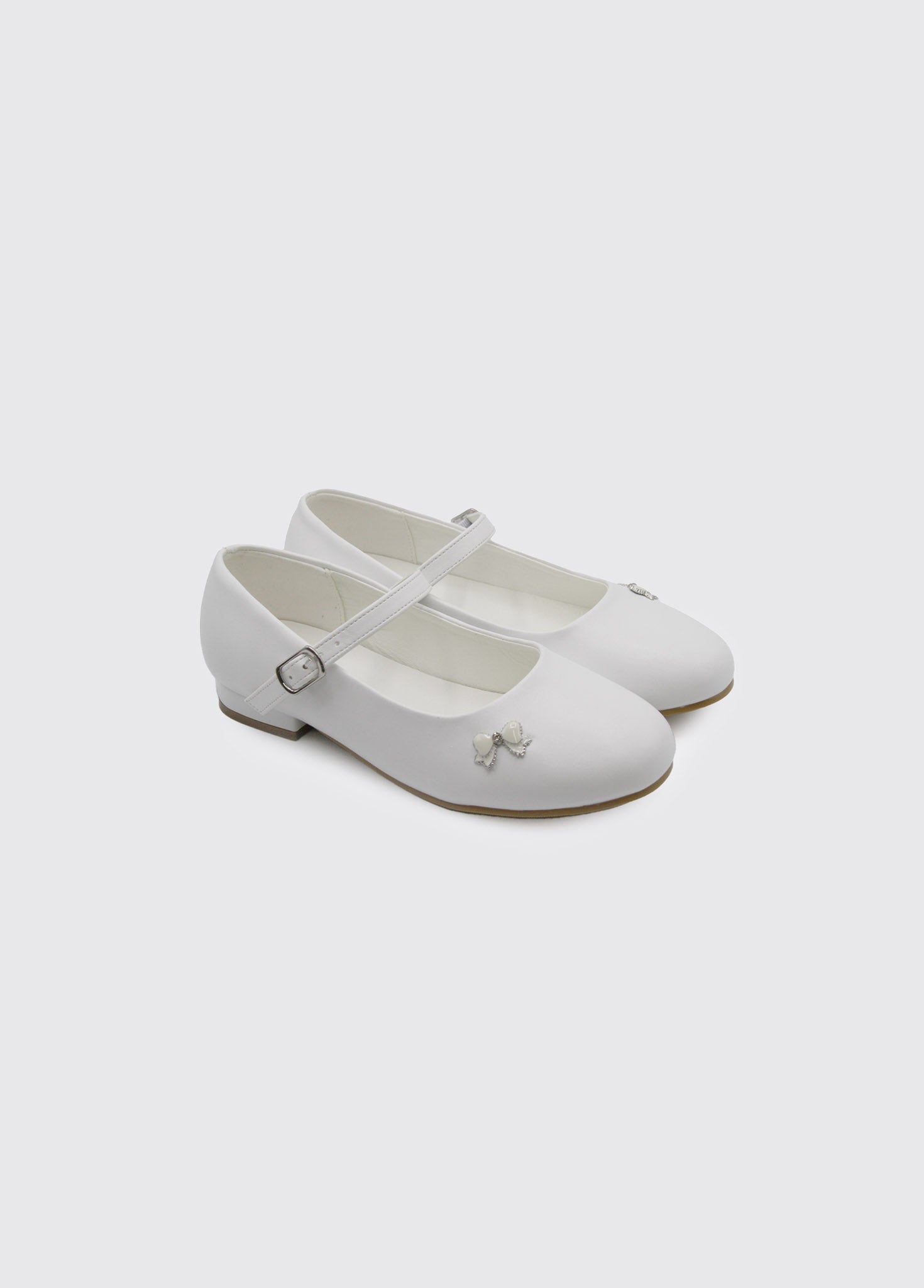 Bow White Flat Communion Shoes Lily Communion Shoes Cream Off