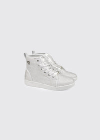 Virgina Girl's Communion Shoe - White Glitter