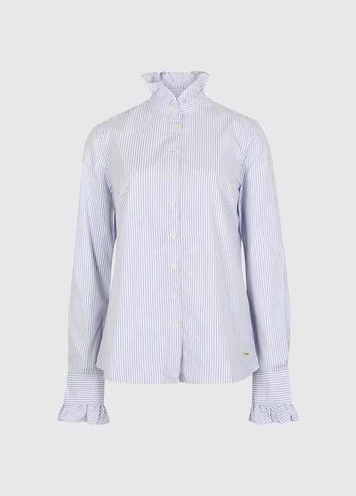 Wisteria Women’s stripe shirt with ruffle details - Blue Multi