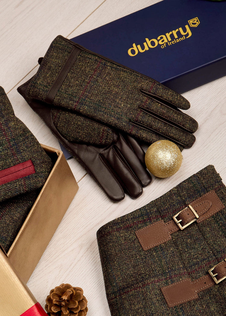 Ballycastle Ladies Tweed Leather Gloves - Hemlock